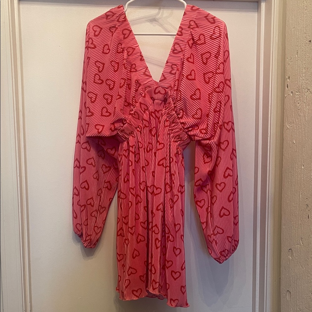 Main Strip Pink Heart Midi Dress